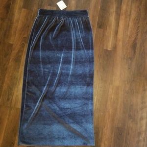 Grey velvet stretch midi pencil skirt